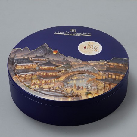 Embalaje de caja de lata redonda de metal con impresión personalizada