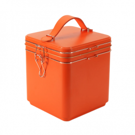 Boîte carrée en métal avec poignée et serrure pour inventaire