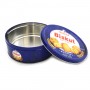 Custom round blue butter cookie tin can