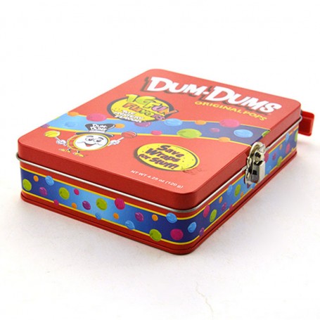 Custom flip lid lockable rock candy tin box