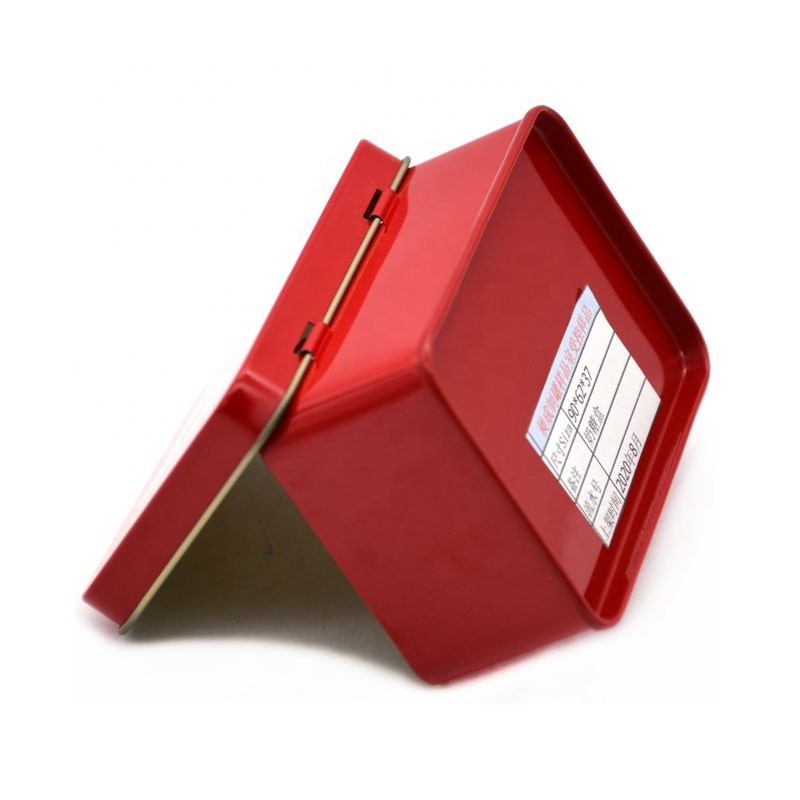 Custom gift toffee tin box with hinged lid large rectangular candy mint