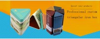 Wholesale food grade triangular tin boxes of various sizes and colors