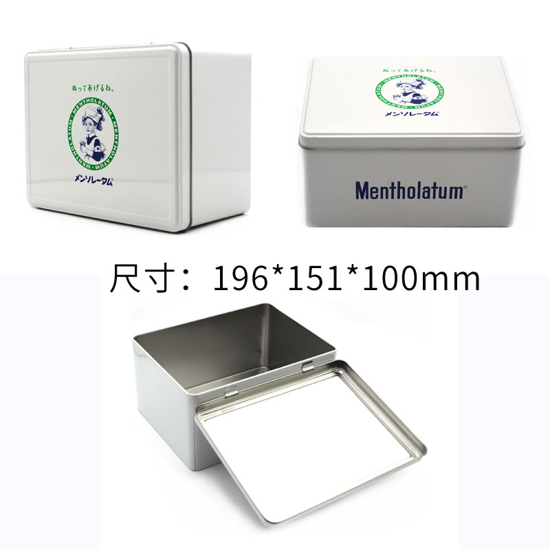 hinged lid metal tin box
