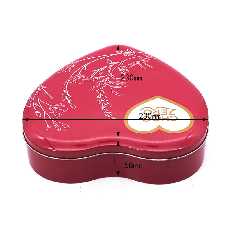 Heart-shaped tin box size