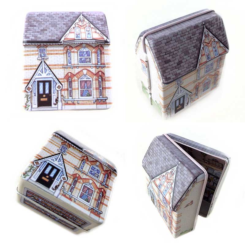 Série de boîtes de conserve en forme de maison
