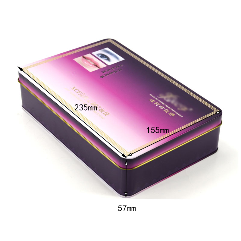 Cosmetic tin box size