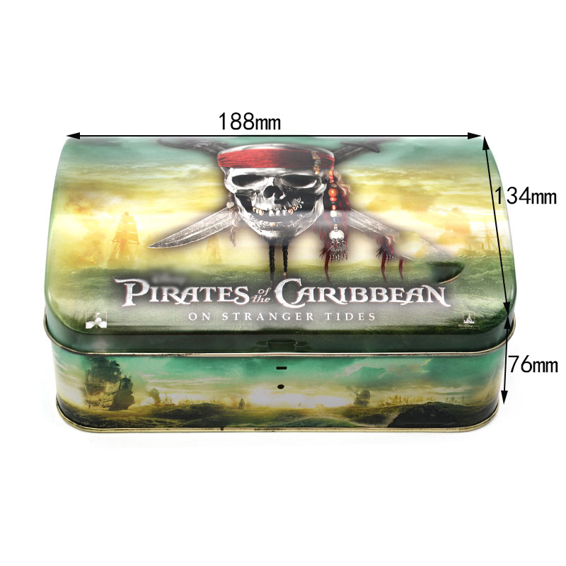 Pirates of the Caribbean Tin Box with Hinged Lid size