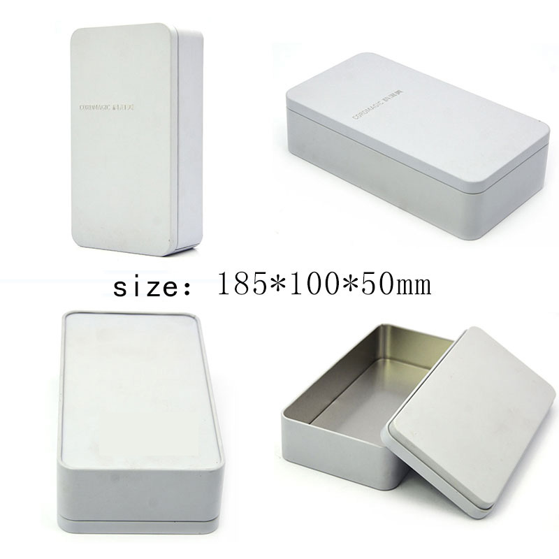 White rectangular empty tin box size
