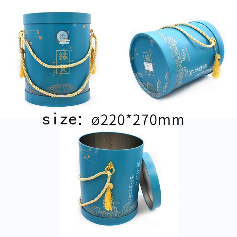 Dimensions of a cookie tin box with a handle