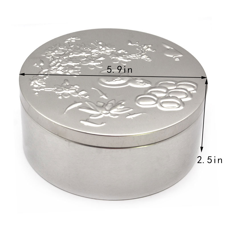 Silver Metal Tin Box size