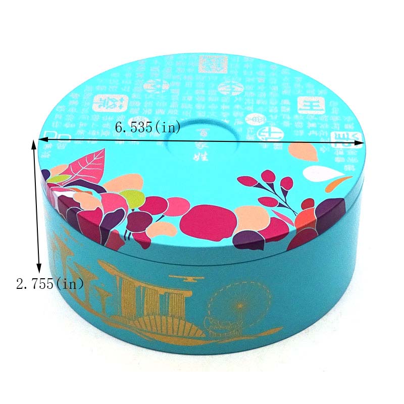 Custom printed round biscuit tin can size