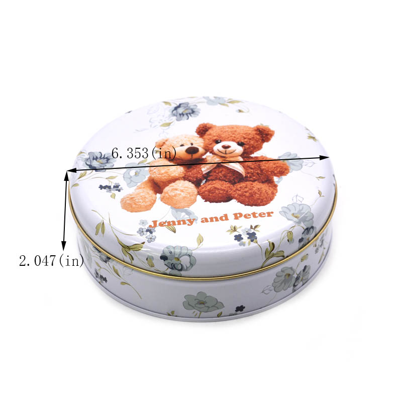 Round Bear Biscuit Tin Box Size