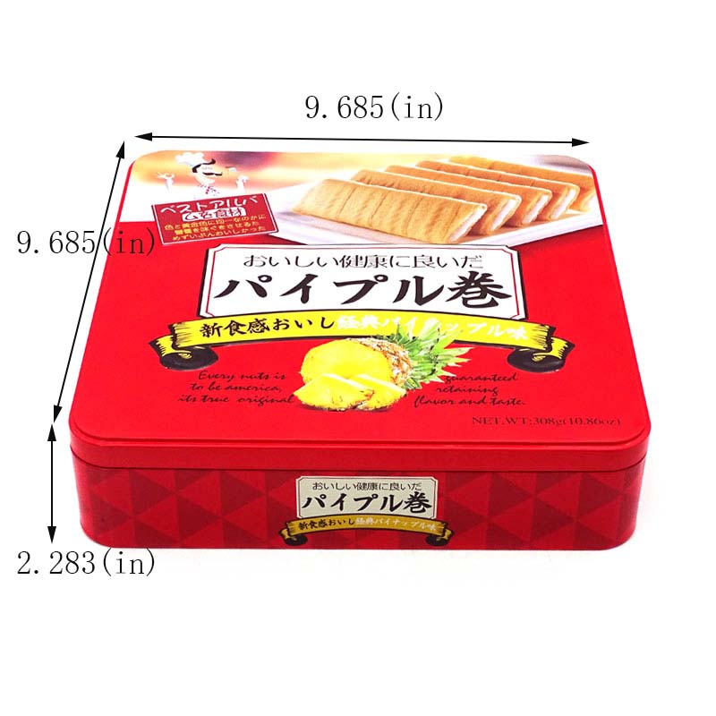 Customized biscuit roll packaging tin box size