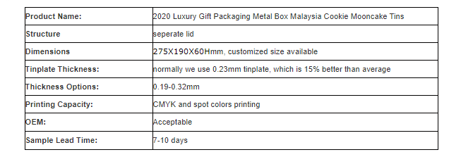 Parameters of printing rectangular biscuit tin box