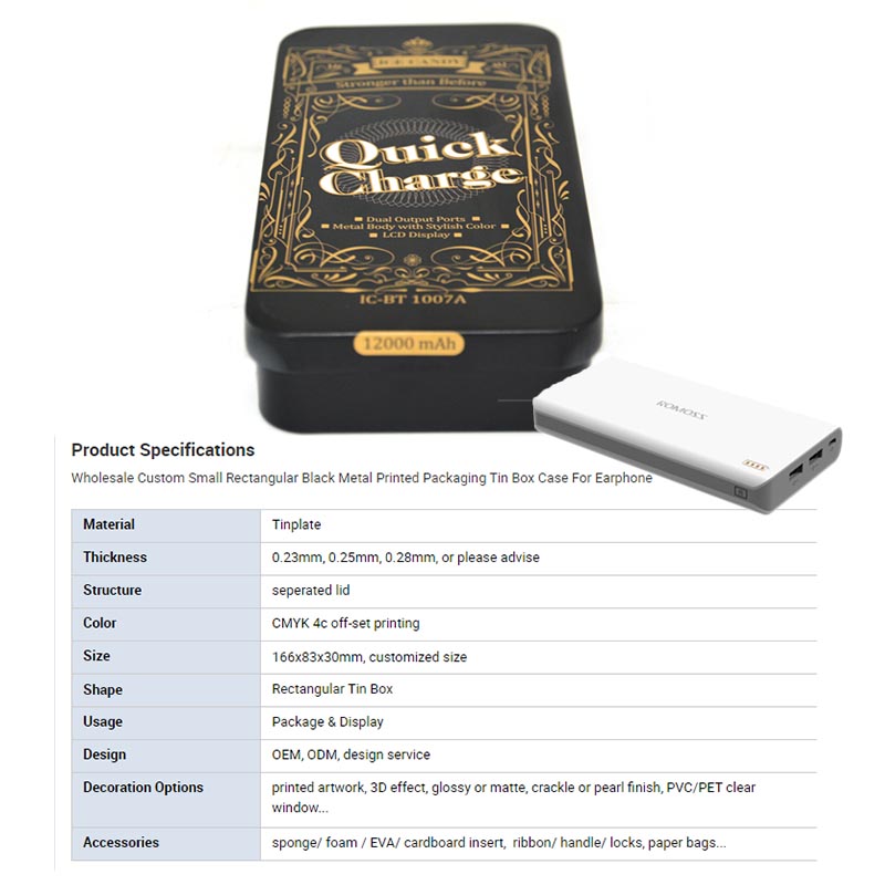 Rectangular power tin box wholesaler