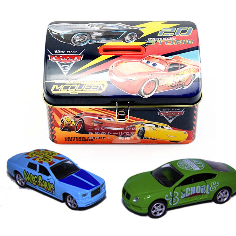 Wholesale toy car tin box with hinged lid and lock