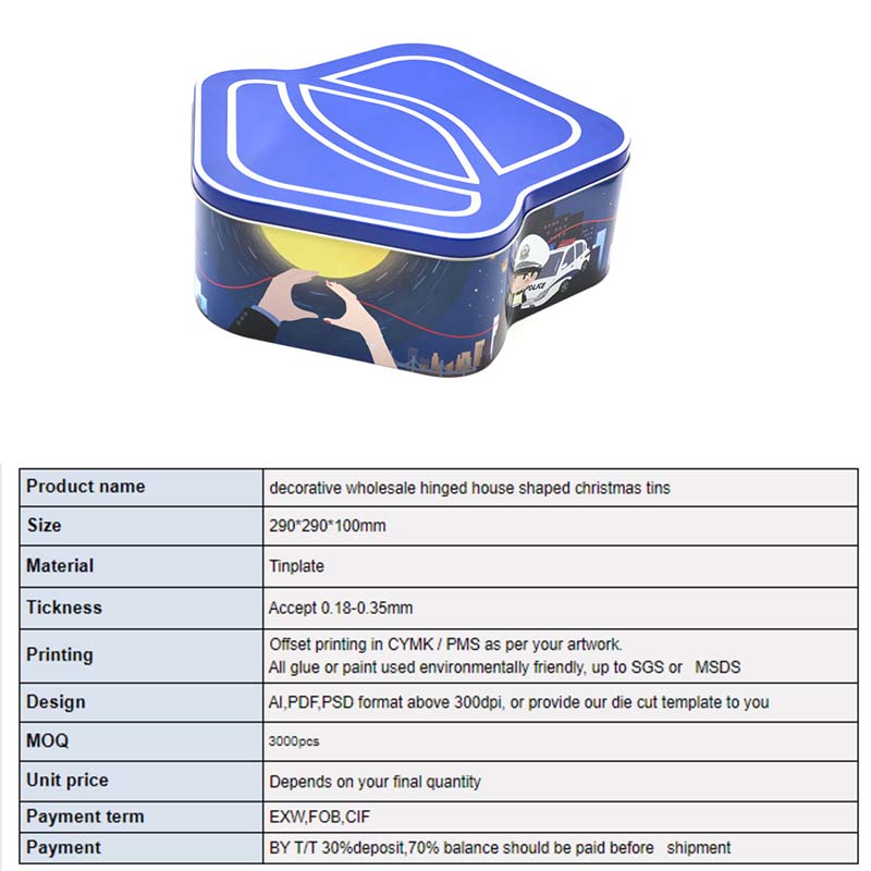 House-shaped candy tin box parameters