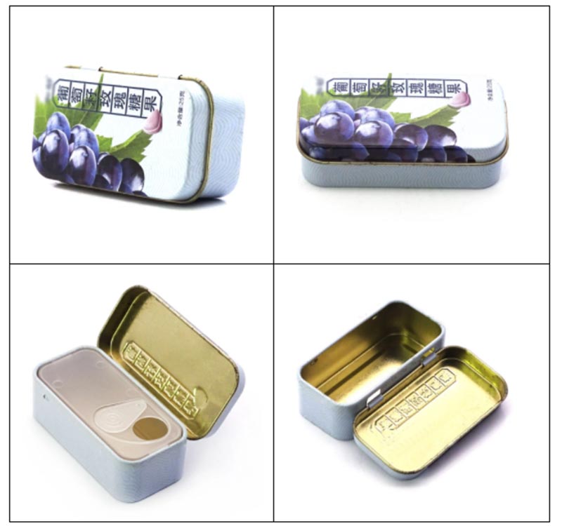 Small rectangular hinged mint tin packaging jar series