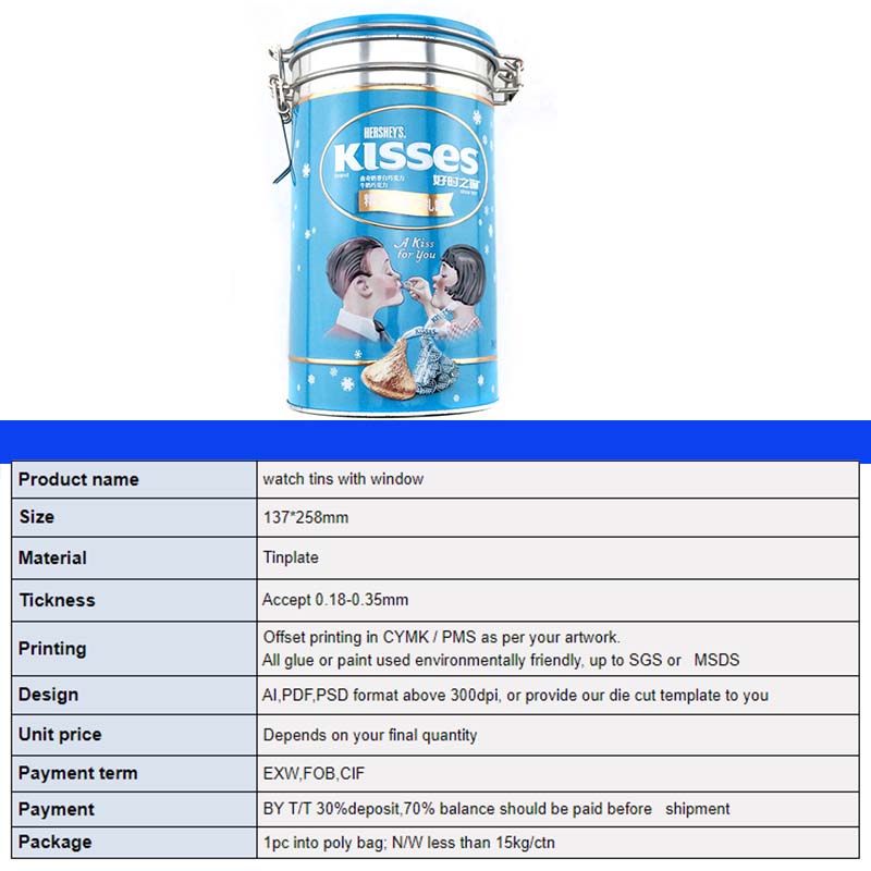 Technical parameters of cylindrical chocolate tin can