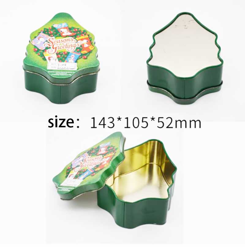 Christmas tree gift biscuit tin box size