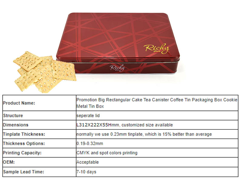 Printed biscuit tin box parameters