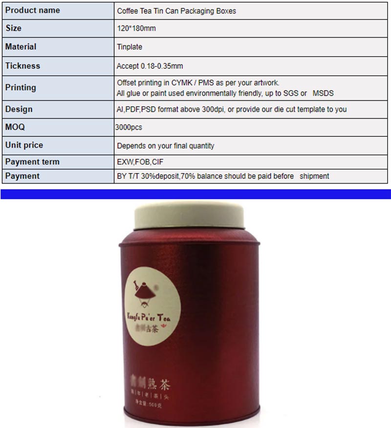 Custom dome cover tea tin can specifications