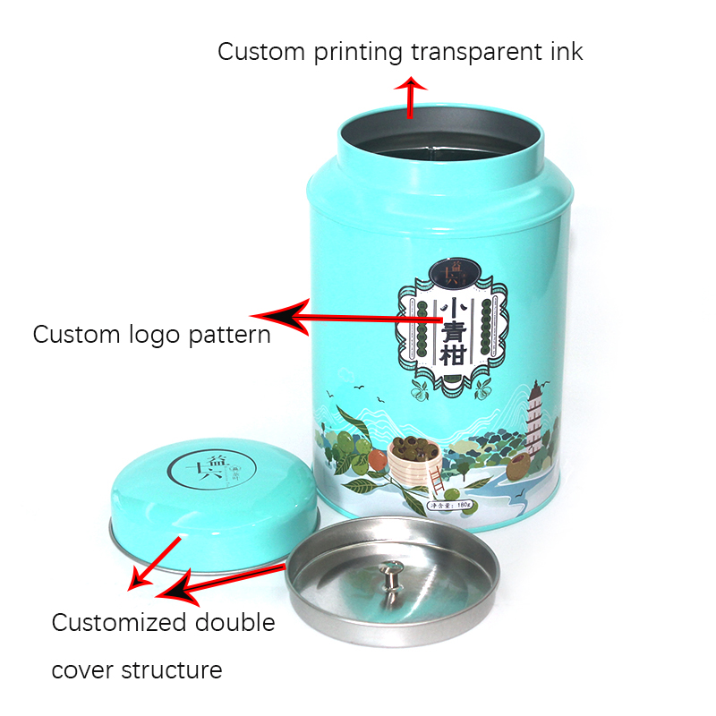 Custom round green tea tin can