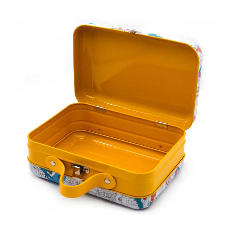 Tin box with hinged lid