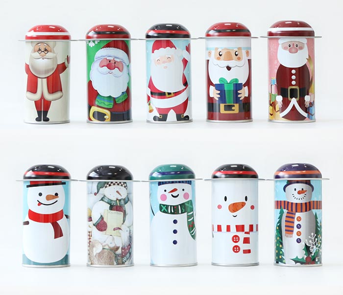 Christmas cylinder gift tin can series