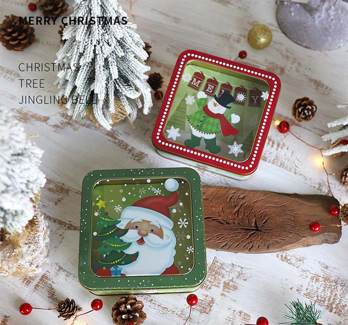 Christmas open skylight gift candy tin box