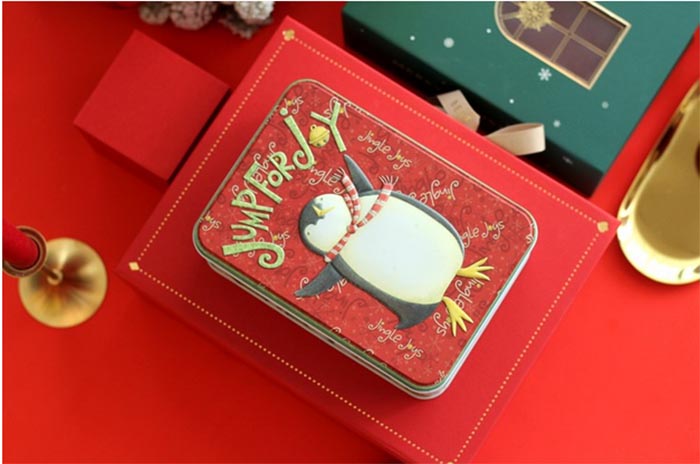 Rectangular Christmas Penguin Candy Tin Box