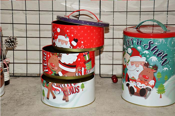 Santa Claus three-layer storage bucket with handle