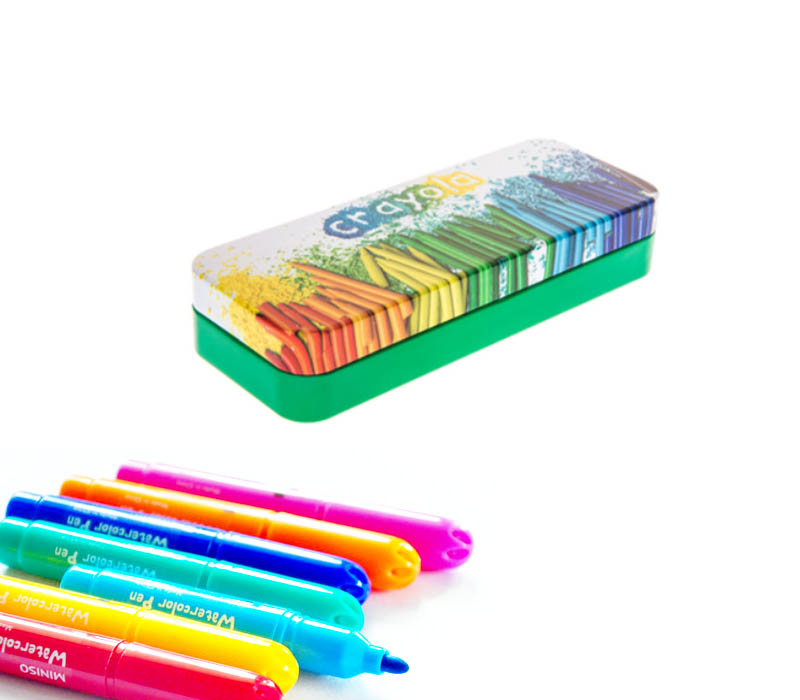 Rectangular children's Crayola tin box