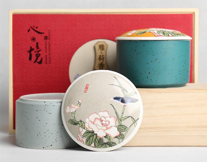 Hand-painted flower and bird tea storage tank series