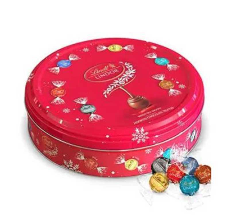 Round Lindt Chocolate Tin Can