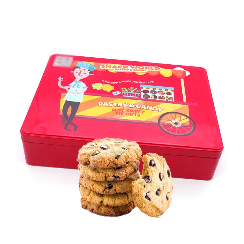 Rectangular chocolate chip cookies tin box