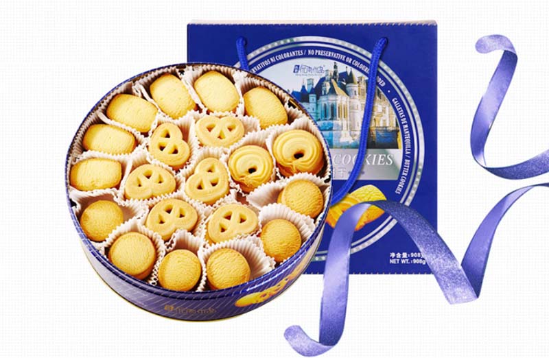 wholesale blue tin butter cookies