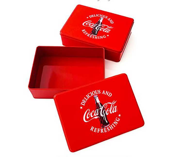 Coca-Cola beverage tin box packaging