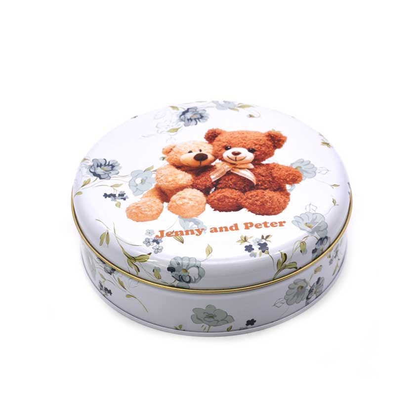 Round promotional biscuit tin box