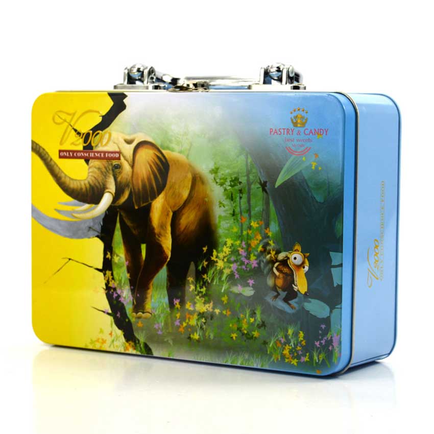 Tin lunch box with handle