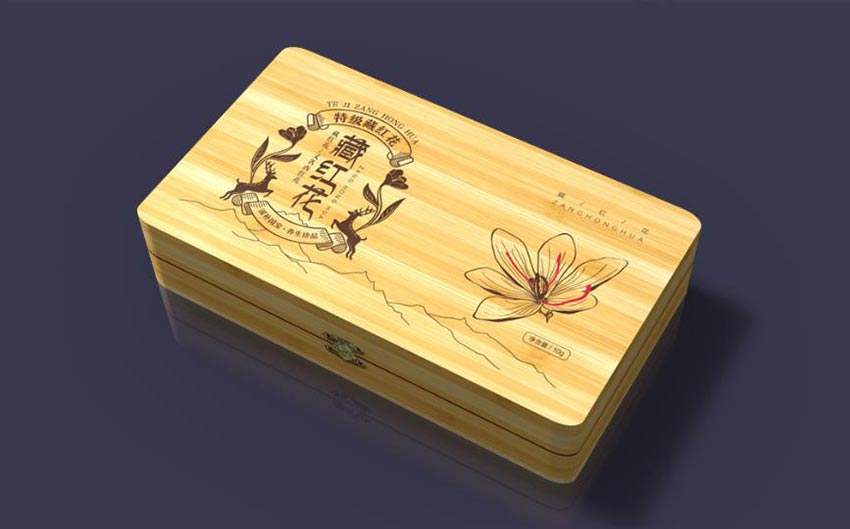 Wooden saffron packaging box design