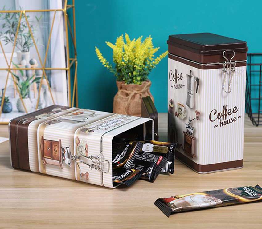 Rectangular coffee tin box packaging