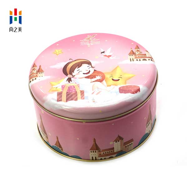 Round cookie tin box