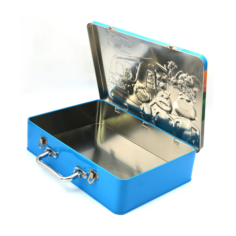 metal box with hinged lid