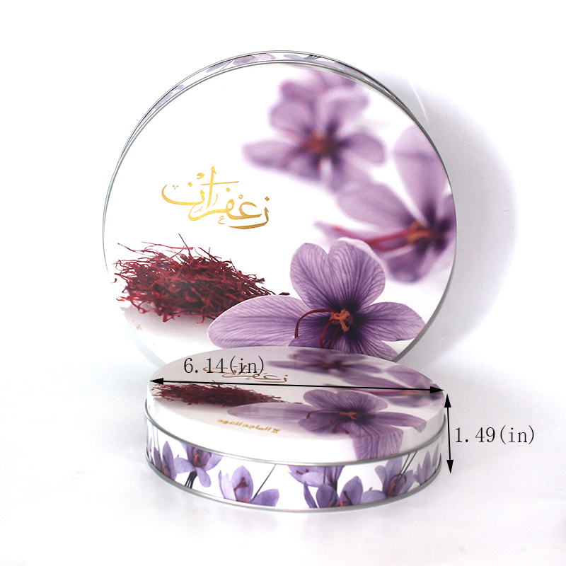 Round large saffron tin box size