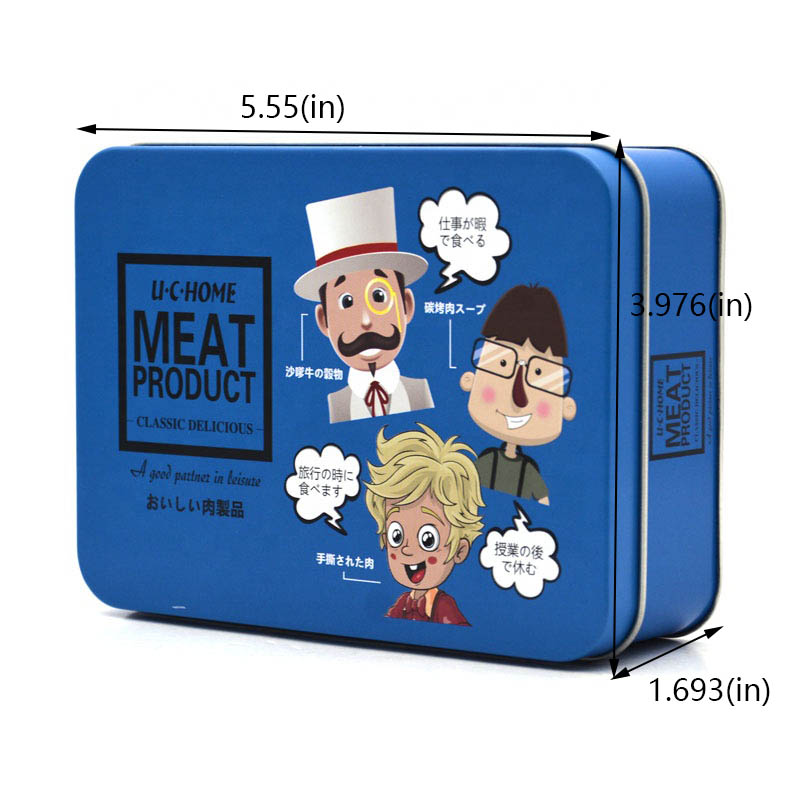 Custom rectangular lunch tin box size