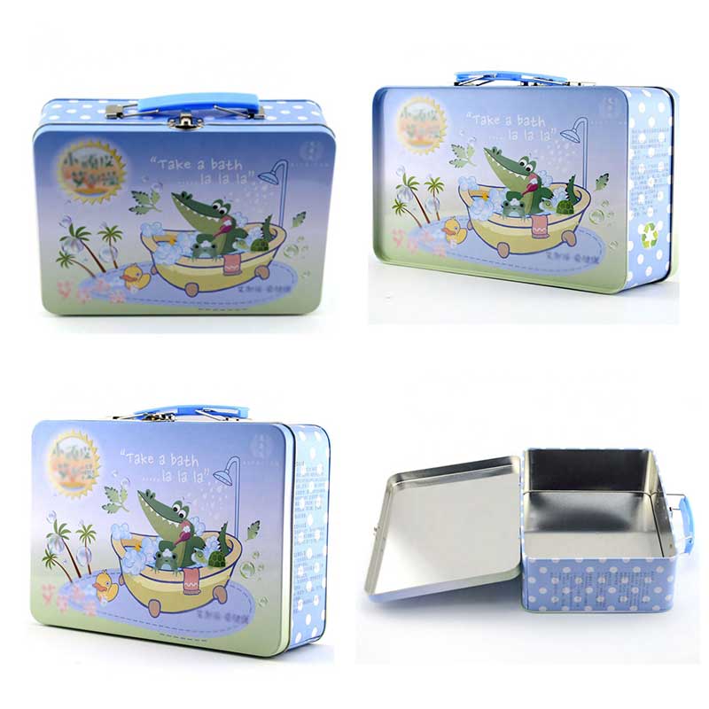 small hinged tin box