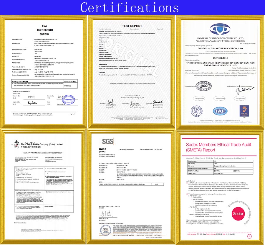 tin box factory certifications