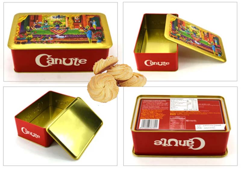 Caja de lata de galletas rectangular 160g serie