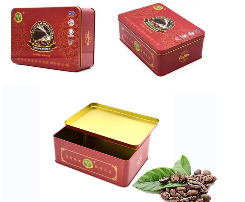 Serie de cajas de lata de café cuadrado rojo personalizado